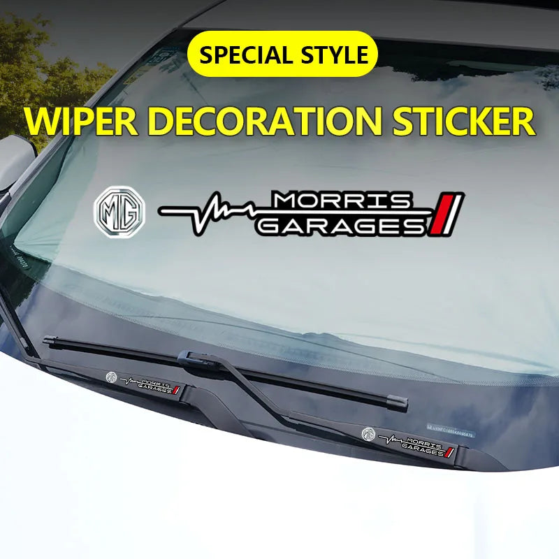 2Pcs Car Wiper Sticker Set | Waterproof PU Decals for MG Models close-up view