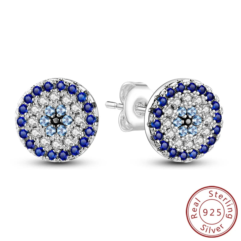 925 Stainless Steel Stud Earrings For Women Girls Simple Flower Bow Star Moon Zircon Pie detail view