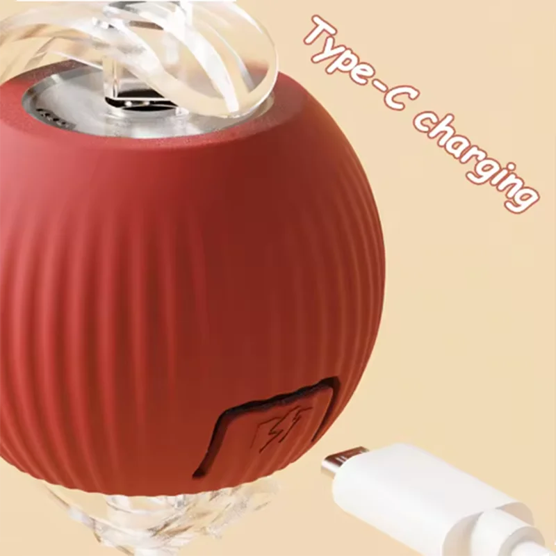 Cat toys are automatically teasing cat balls close-up view
