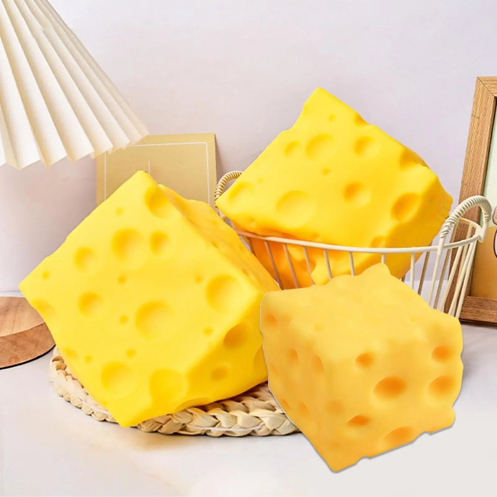 Squishy Cheese Cube Fidget Toy | Slow Rebound Stress Relief Sensory Toy additional angle