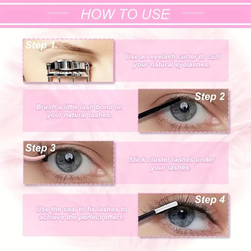 Cluster Lashes 200 Pack | DIY Individual Eyelashes with Natural Wispy Look additional angle