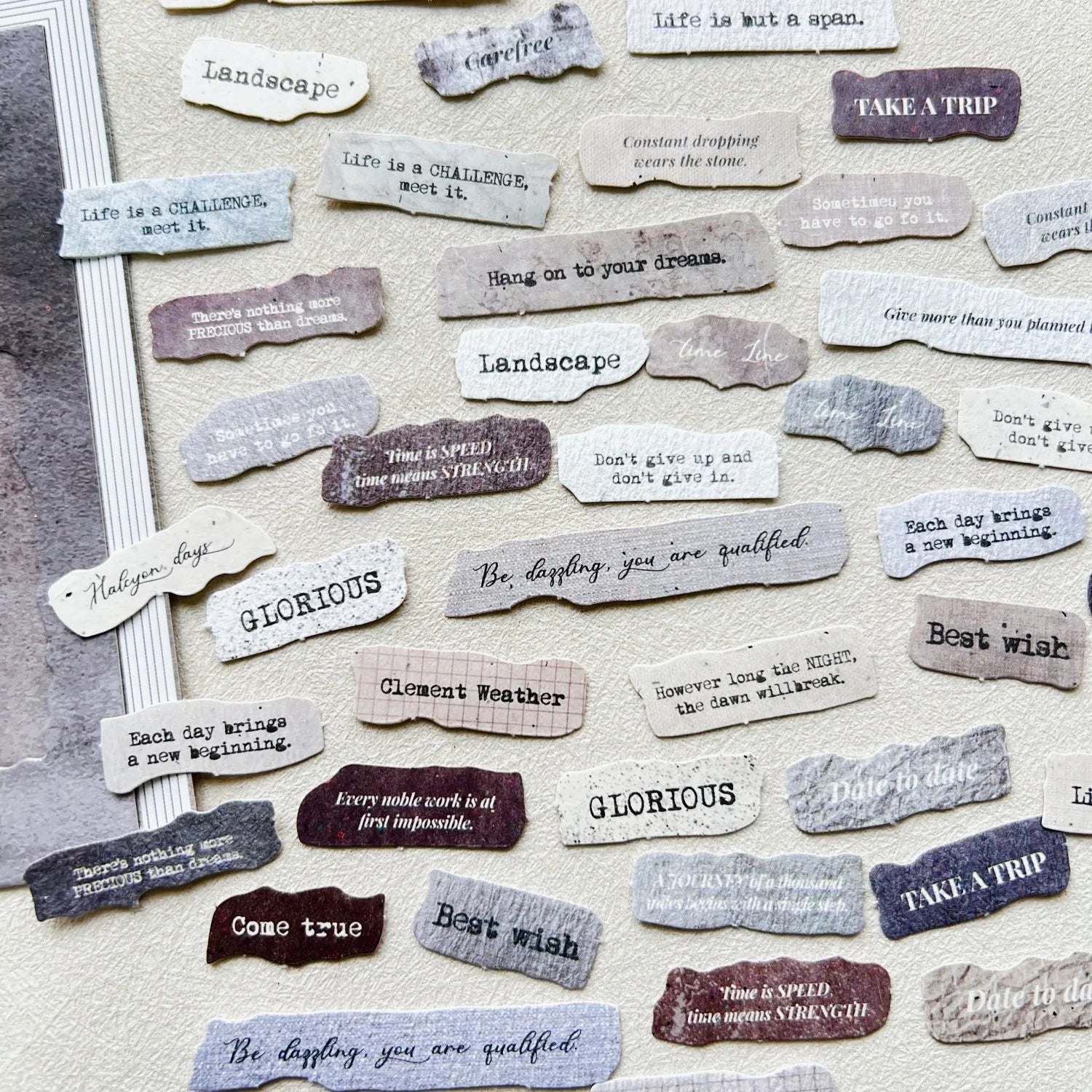 50 Pcs English Label Sticker Package | Junk Journal Scrapbook Embellishment Kit alternate view