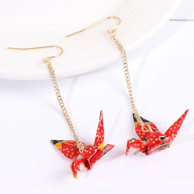 Origami Crane Earrings | Handcrafted Paper Bird Jewelry additional angle