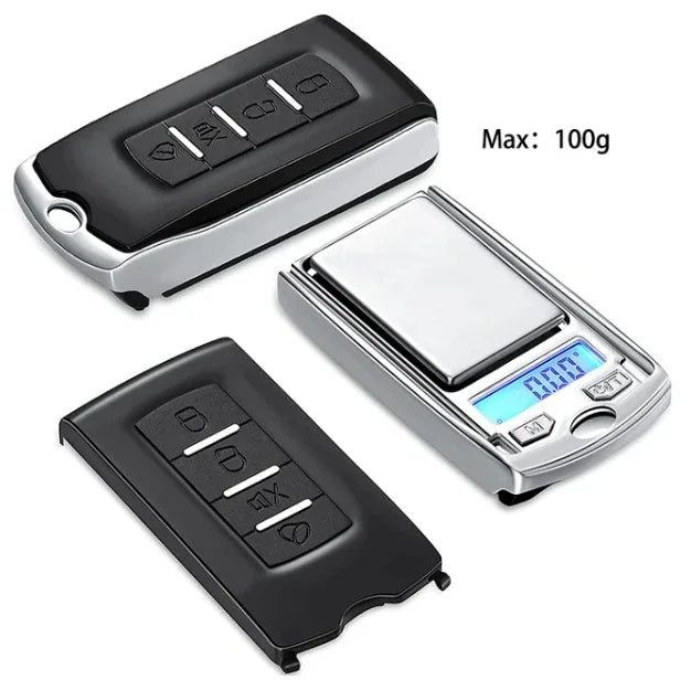 Mini Digital Pocket Scale with LCD Display | 0.01g Precision Car Key Shape detail view