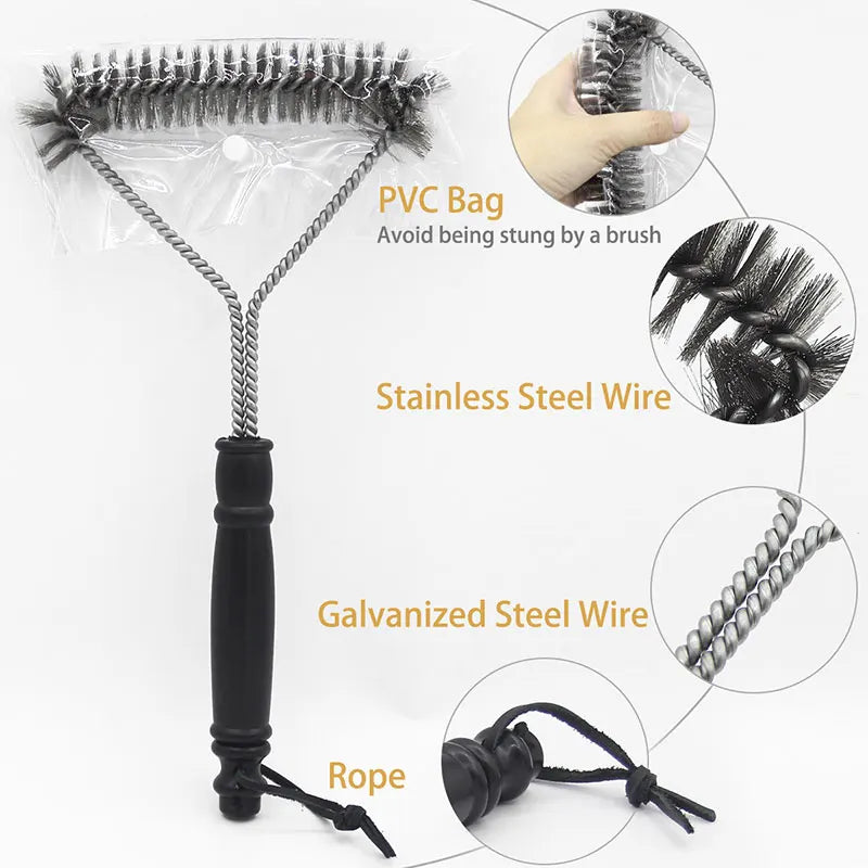 Barbecue Grill BBQ Brush Clean Tool Grill Accessories Stainless Steel Bristles Non-st lifestyle view