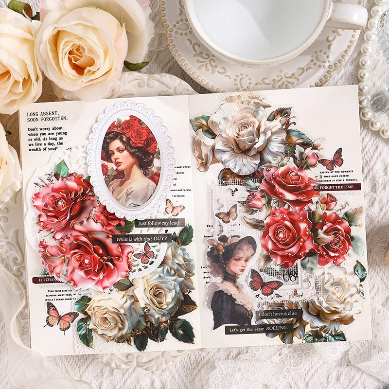Mr. Paper, 6 Styles, 10pcs/pack, Dreamy Simulation Flower Stickers,Scrapbook Collag additional angle