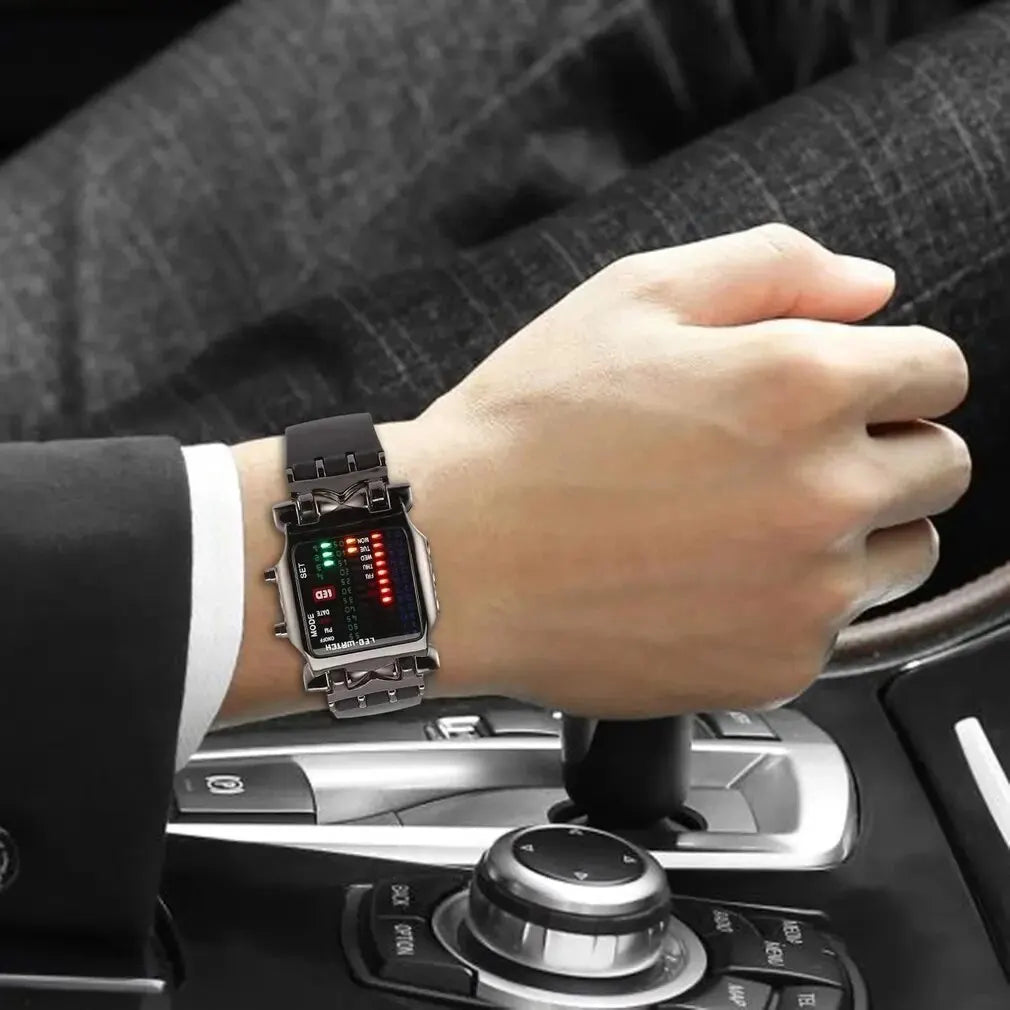 Binary Led Watch Creative Waterproof Business Electronic Watch Mens Trend Luminous Gi lifestyle view