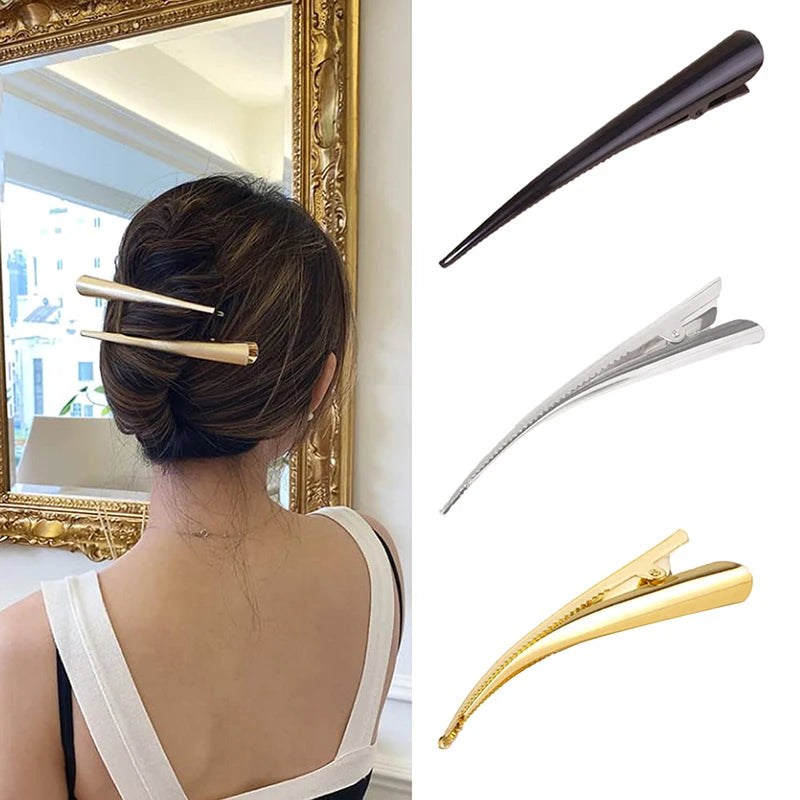 (BF06)5/10pcs Long Metal Hair Clips Horn Clip Hair Clamps Hair Accessories Duck Teeth Hairdressing Salon Tip Clip