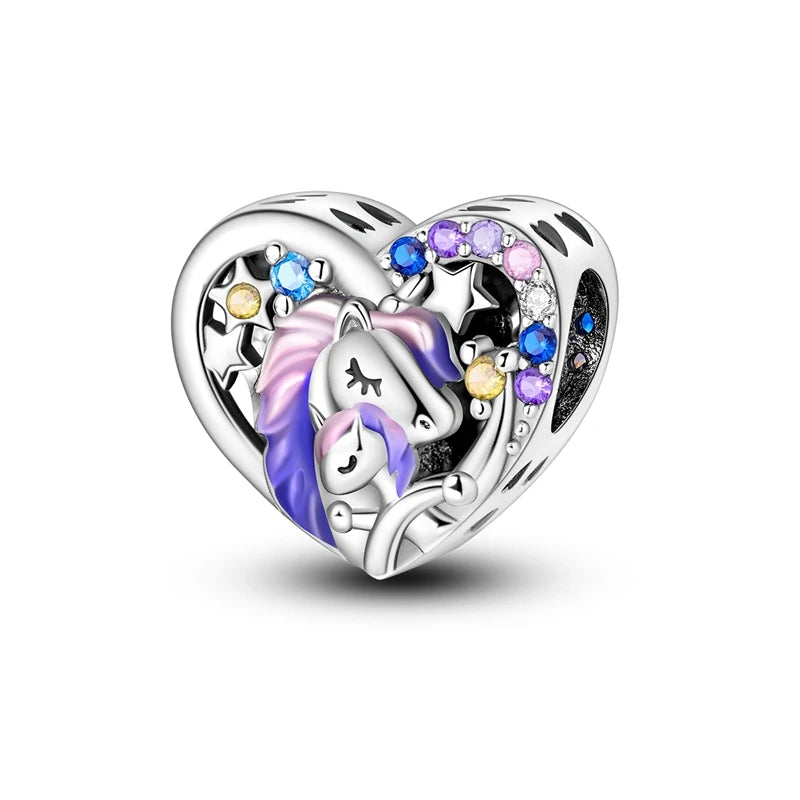 925 Sterling Silver Happy Family Charms Bead Zirconium Family Love Dangle Fit Original B detail view