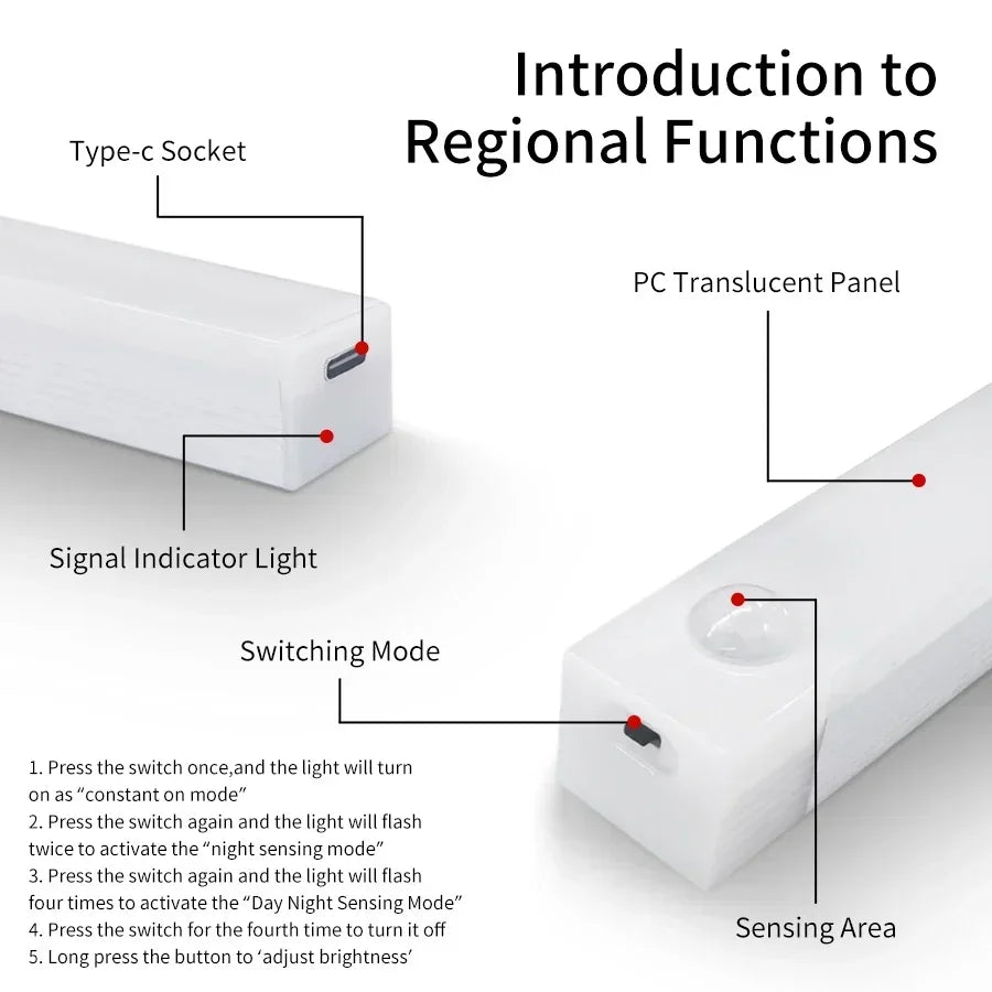 LED Body Sensor Light | Rechargeable Magnetic Motion Activated Night Light close-up view