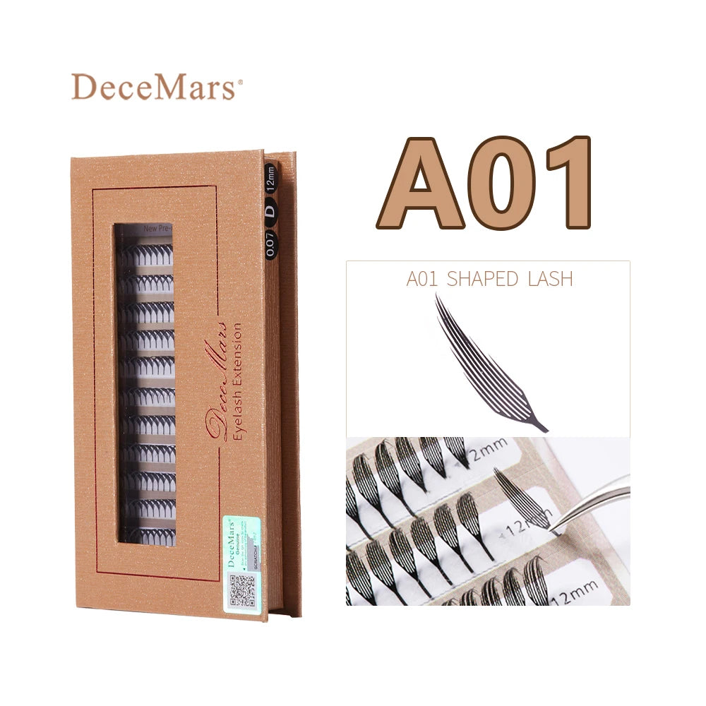 DeceMars A Series Premade Fan Eyelash Extensions | DIY Natural Look Lashes close-up view