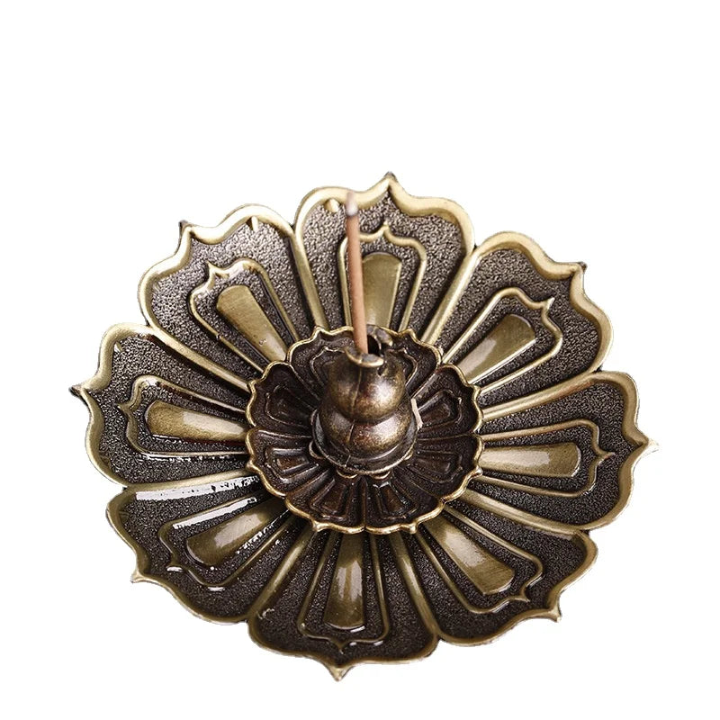 Lotus Incense Burner | Metal Lotus Ash Catcher for Stick and Cone Incense detail view