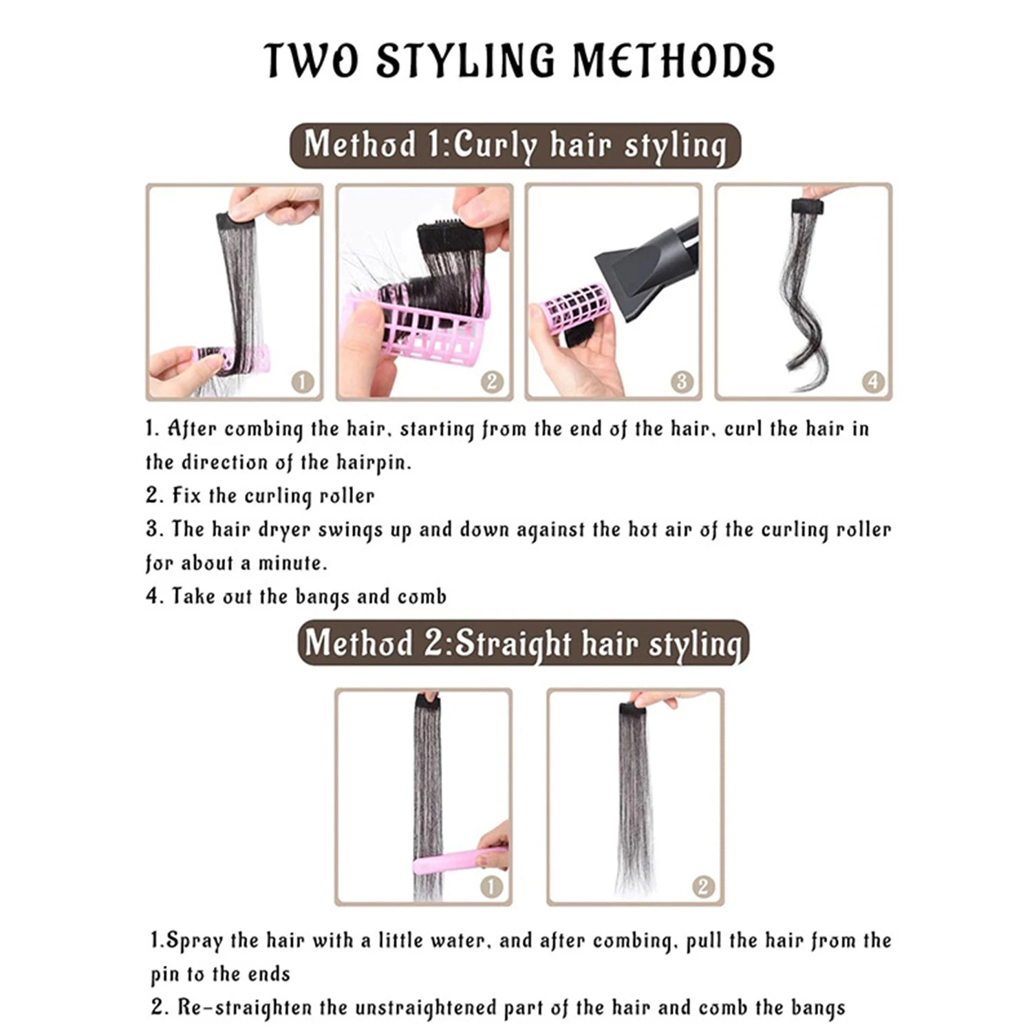 2PC Curly Bangs Clip-On Hair Extensions | Wavy Side Fringe with Invisible Clips lifestyle view
