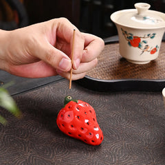 Strawberry Ceramic Incense Burner | Realistic Fruit Home Aromatherapy Decor alternate view