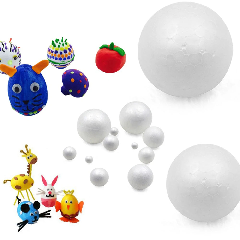 6-12cm White Polystyrene Foam Balls for DIY Crafts and Wedding Decor | LEENKEA additional angle