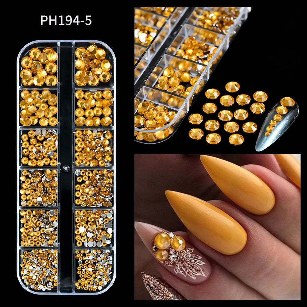 12Grids Pink Mixed Nail Rhinestones Luxury Nail Charms Glitter Crystal Jewelry Gems N lifestyle view