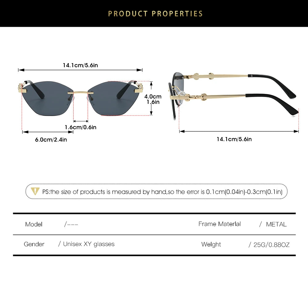 2026 Rimless Sunglasses for Men with Metal Chain Detail | Niche High-End UV Protect additional angle
