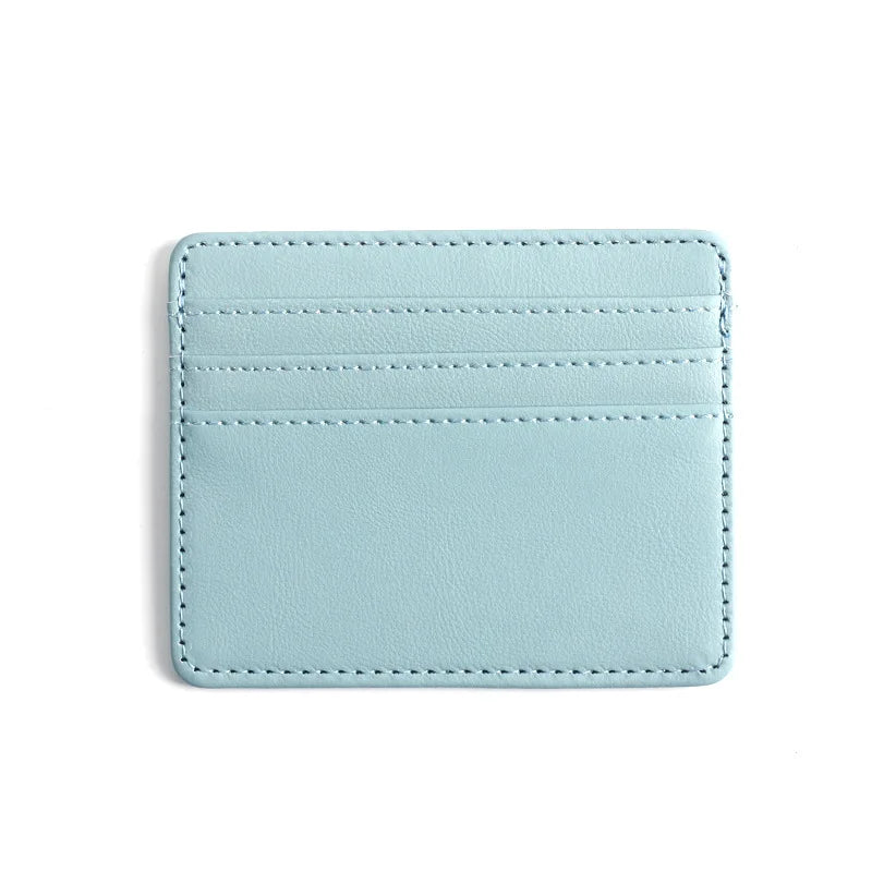 1Pc Pu Leather ID Card Holder | Slim Candy Color Credit Card Box close-up view