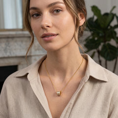 Double Row CZ Pendant Necklace 18K Gold Plated Stainless Steel Waterproof Hypoallerge alternate view