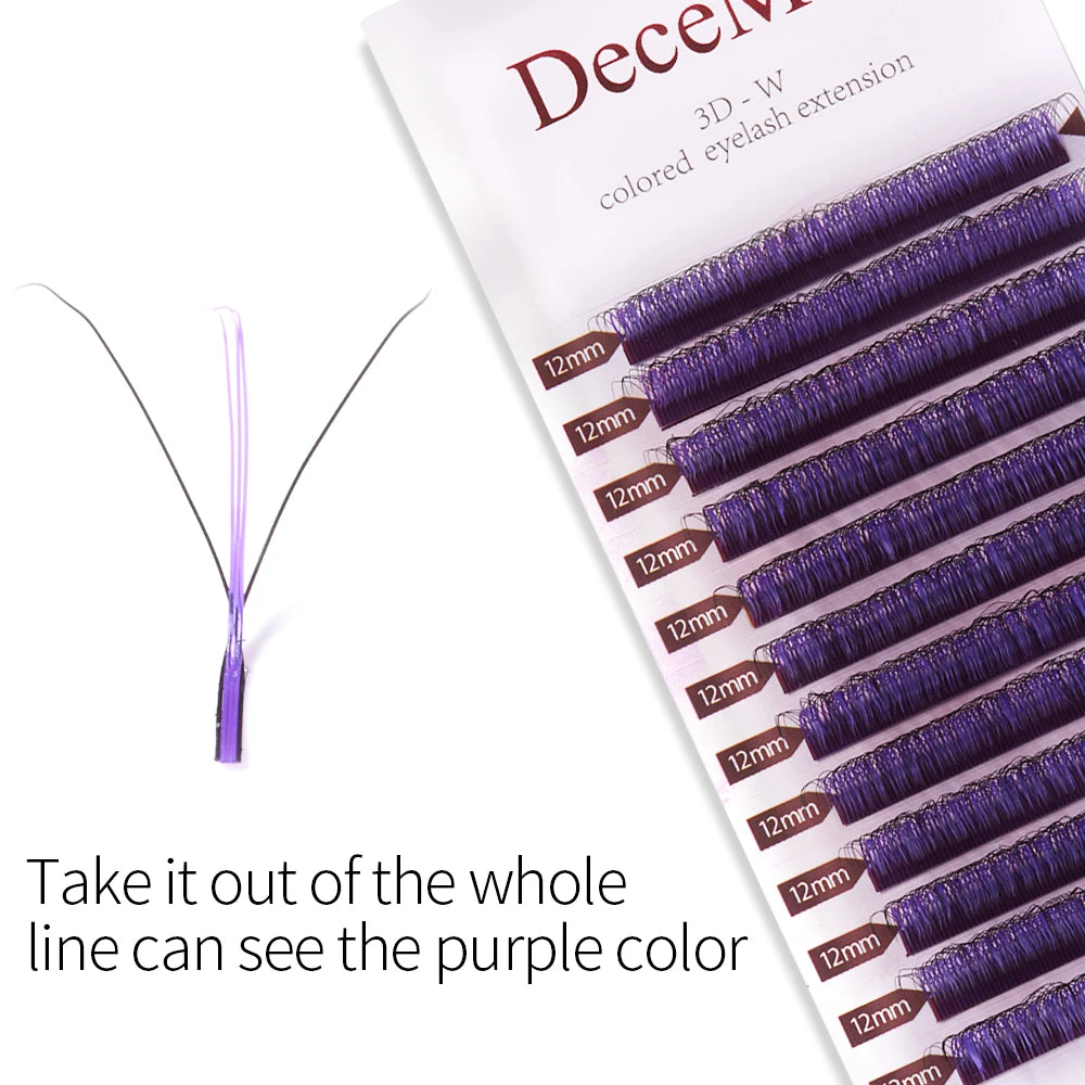 DeceMars 3D W-Shaped Colored Eyelashes | Salon-Grade Lash Extensions close-up view