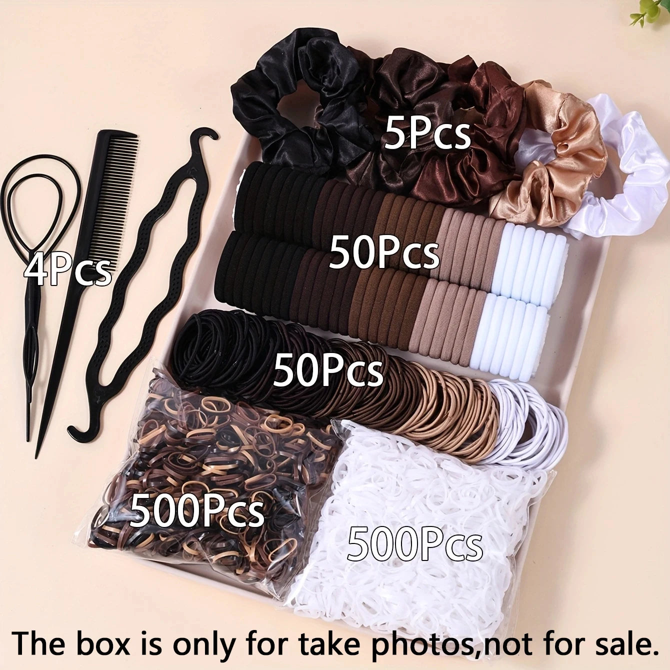 Women Dark Hair Set Elastic Seamless Ponytail Scrunchies Small Rubber Bands Hair Ties lifestyle view