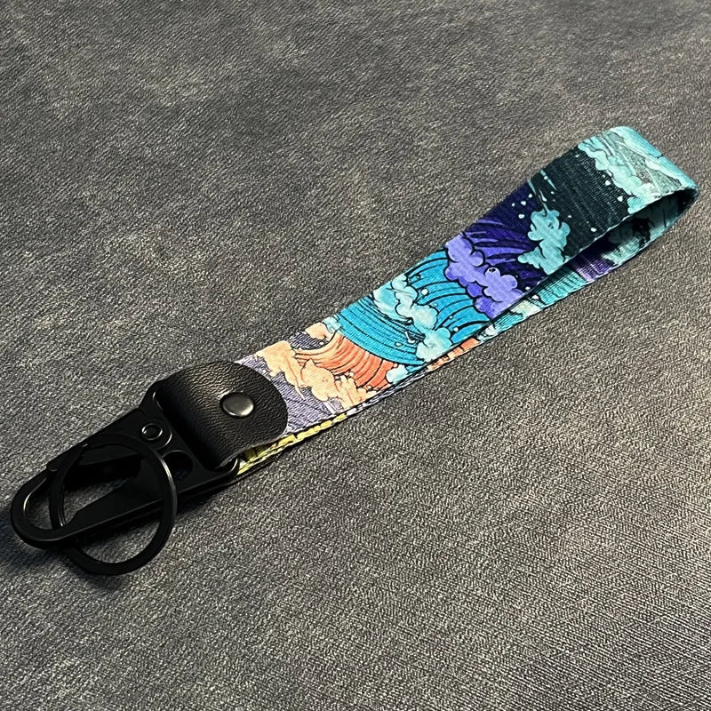 Nylon Key Strap Embroidery Lanyard | JDM Racing Car Keychain lifestyle view