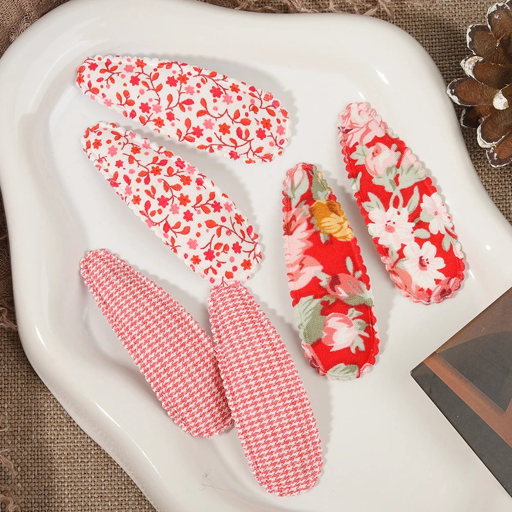 1 Set Printed Fabric Hair Clips Sweet Handmade BB Hair Clips Baby Girl Bangs Fixed Edge Clips Children's Hair Accessories Gifts