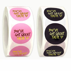 500pcs Pink Black You've Got Great Taste Stickers Gold Foil Business Thank You Stickers Shipping lab