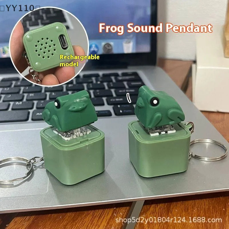〔YY110〕 1 Pcs Croaking Frog Duck Keychain Rechargeable Keyboard Fidget Clicker Sound Key detail view