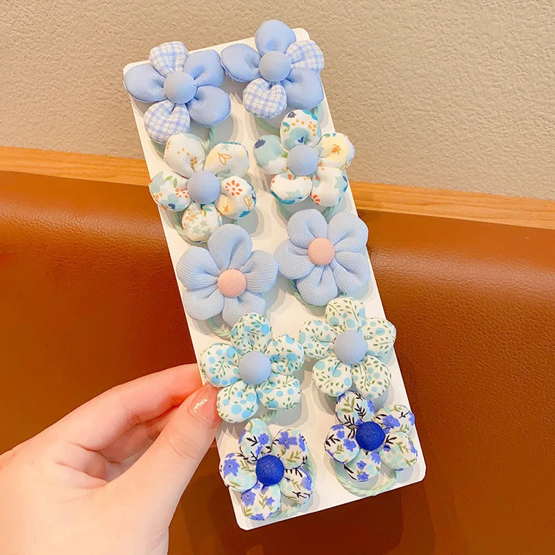 10Pcs/Set New Baby Girl Cute Colorful Flower Hair Bands Ponytail Holder Chilren Soft alternate view