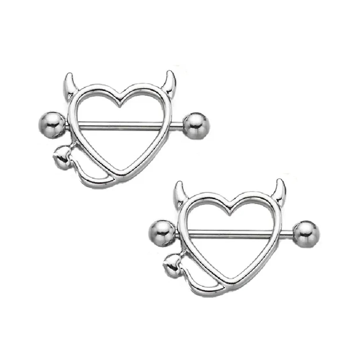 1/5Pairs 316L Stainless Steel Nipple Ring for Women, Various Colors Devil Love Heart lifestyle view