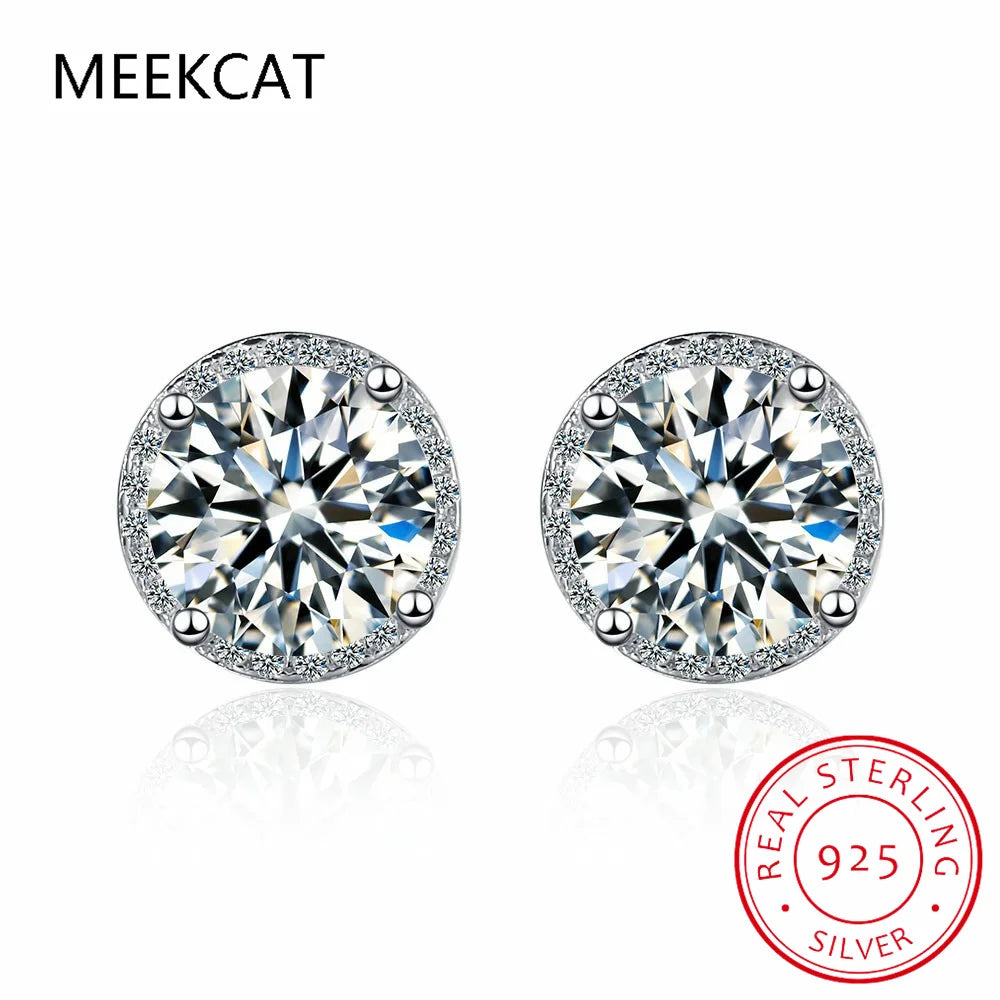 0.5-2CT Moissanite Stud Earrings for Women Sparkling Lab Diamond Sterling Silver S925 lifestyle view