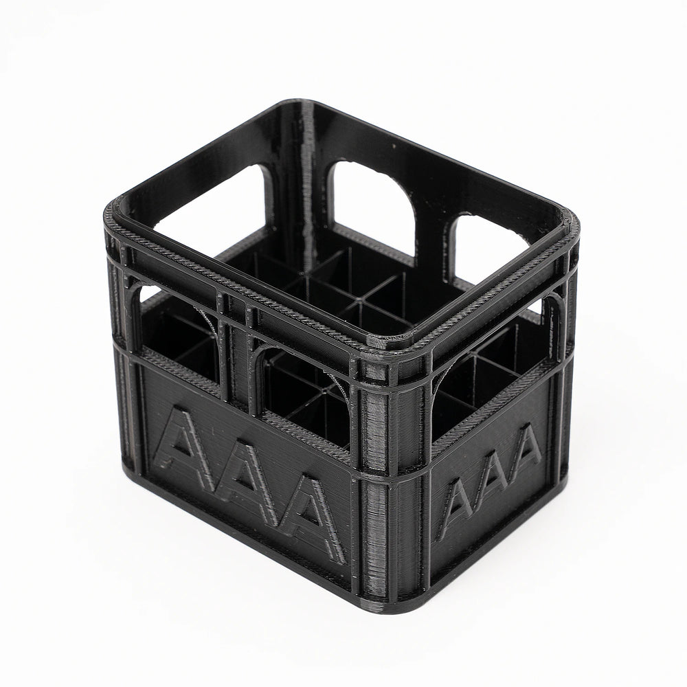 3D Printed Beer Crate Style Stackable Battery Storage Box | AA AAA 18650 21700 9V O additional angle