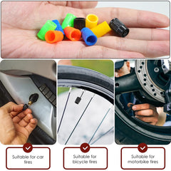 Plastic Tyre Valve Caps 10 Pack Universal Dust Covers for Cars Trucks Bikes close-up view