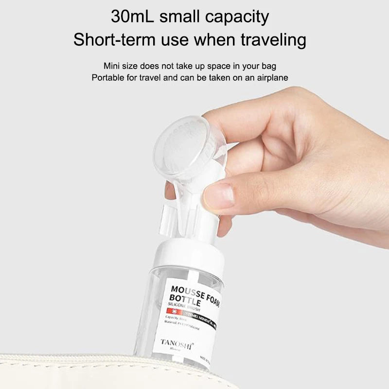 30ml 60ml 100ml 150ml Empty Foam Pump Bottle with Silicone Brush Head | Portable Face lifestyle view
