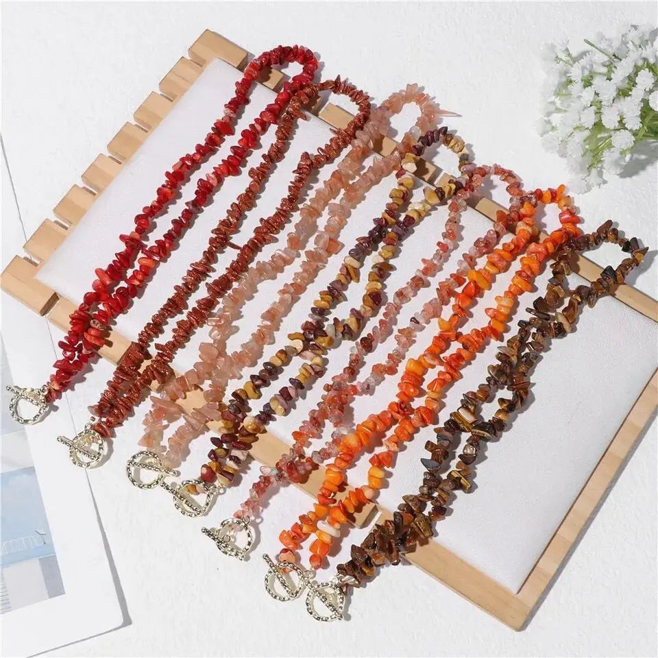 Natural Chip Stone Choker Necklace | Bohemia Crystal Bead Jewelry alternate view