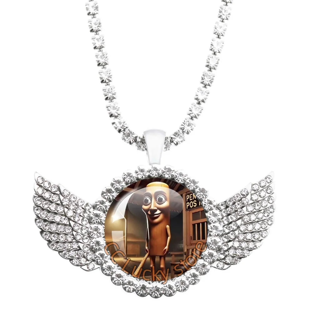 25mm Angel Wing Necklace | Italian Brainrot Pendant Funny Animal Jewelry Gift alternate view
