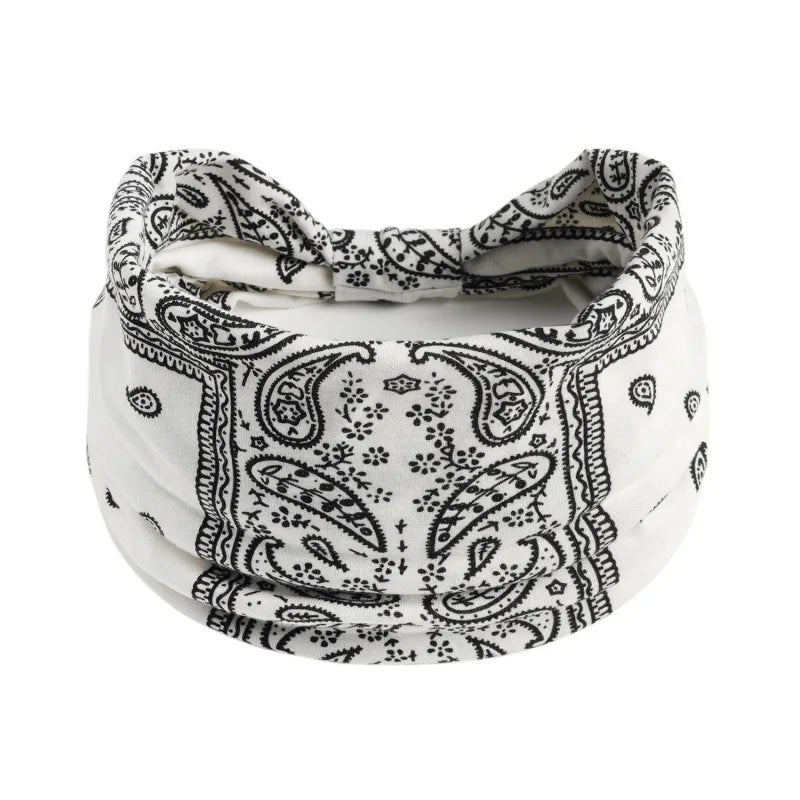Bohemian Style Elastic Hair Bands Yoga Headband Women Headwear Print Vintage Cross Unise detail view