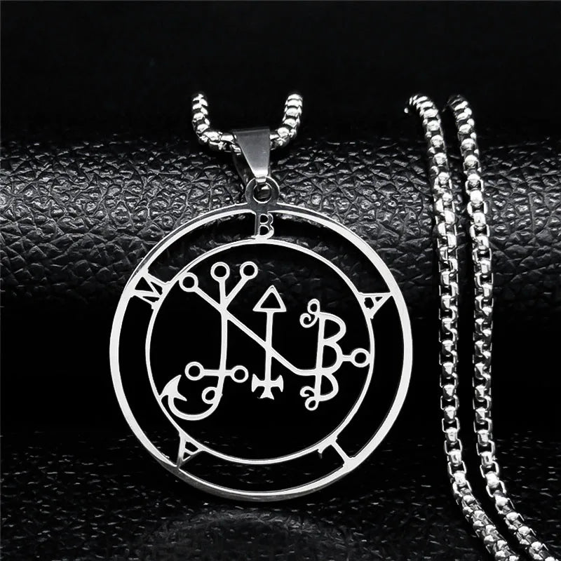 Astaroth Sigil Goetia Stainless Steel Necklace Solomon Demon Seal Satan Sigil sataniq lifestyle view
