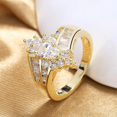 Fashion Couple Rings Women Marquise Cut Crystal CZ Ring Men's Two Rows CZ Stone Stainl close-up view