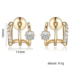 Huitan Newest Claw Design Stud Earrings Women Paved Princess Square Cubic Zirconia Fas close-up view