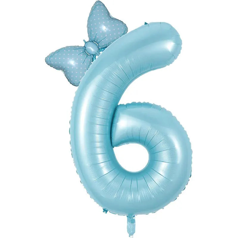 Number Foil Balloon Set with Bows | Birthday Party Decor detail view