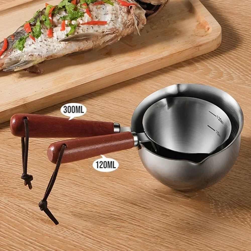 Stainless Steel Hot Oil Pan Hot Butter Warmer Flat Bottom Oil Splash Pan Saucepan For alternate view
