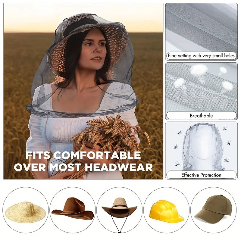 Mosquito Net with Face Mask | Insect Protection for Fishing and Hunting close-up view