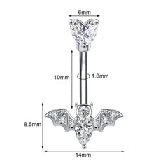 Gothic Punk Zircon Bat Navel Piercing Belly Ring Barbell Earrings Belly Button Rings alternate view