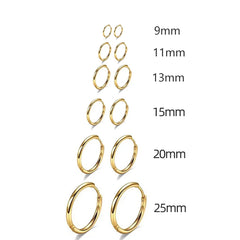 Gold Hoop Earrings for Women | Stainless Steel Round Huggies close-up view