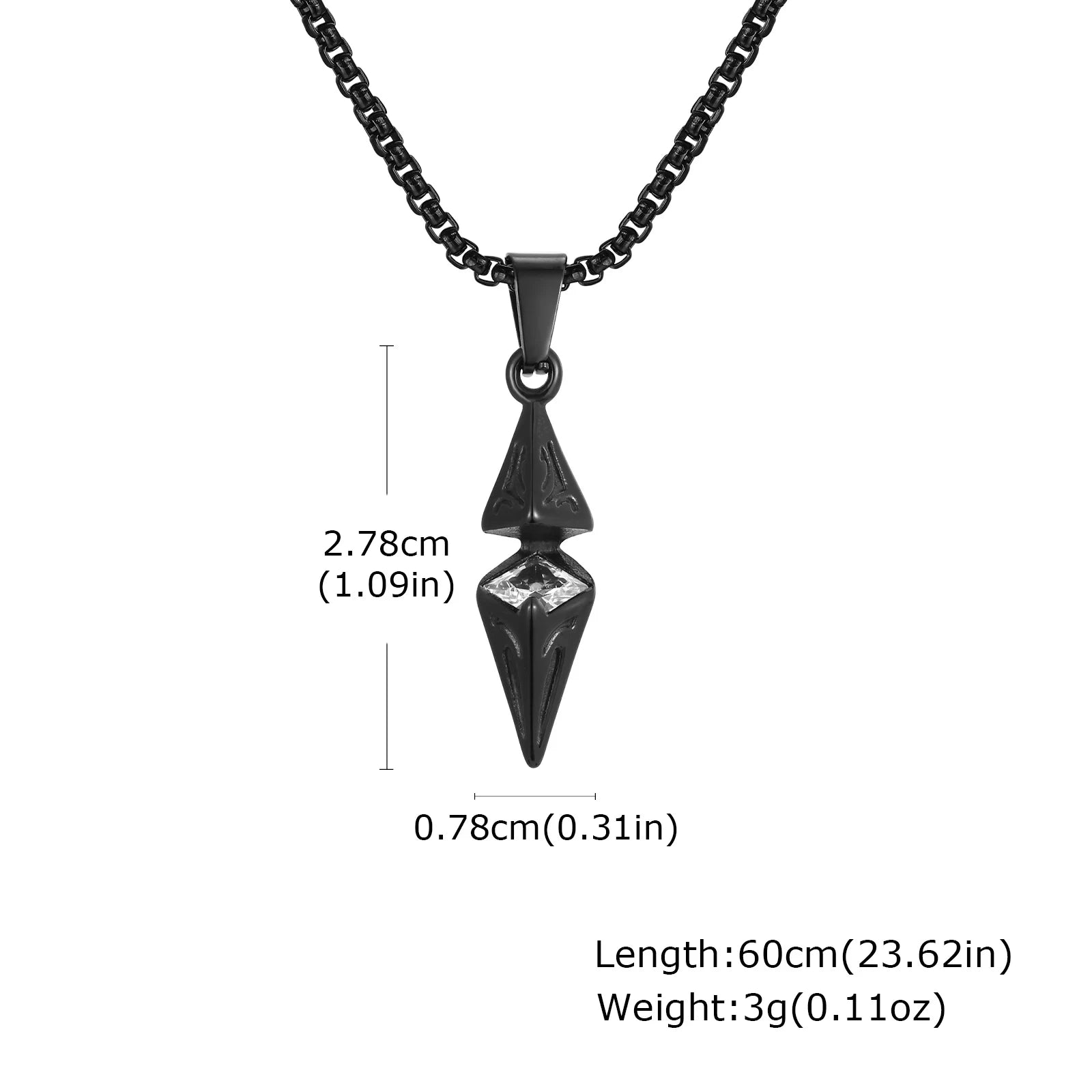 VNOX White Blue Zircon Rhombus Pendant Necklace, Stainless Steel Hypoallergenic Jewelry for Men, Valentine's Birthday Party Gift
