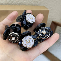 Elegant Temperament Camellia Hair Clip Princess Side Clip Mini  Hair Claws Women Girls Fashion Bangs Clips Hairpins Black Flower
