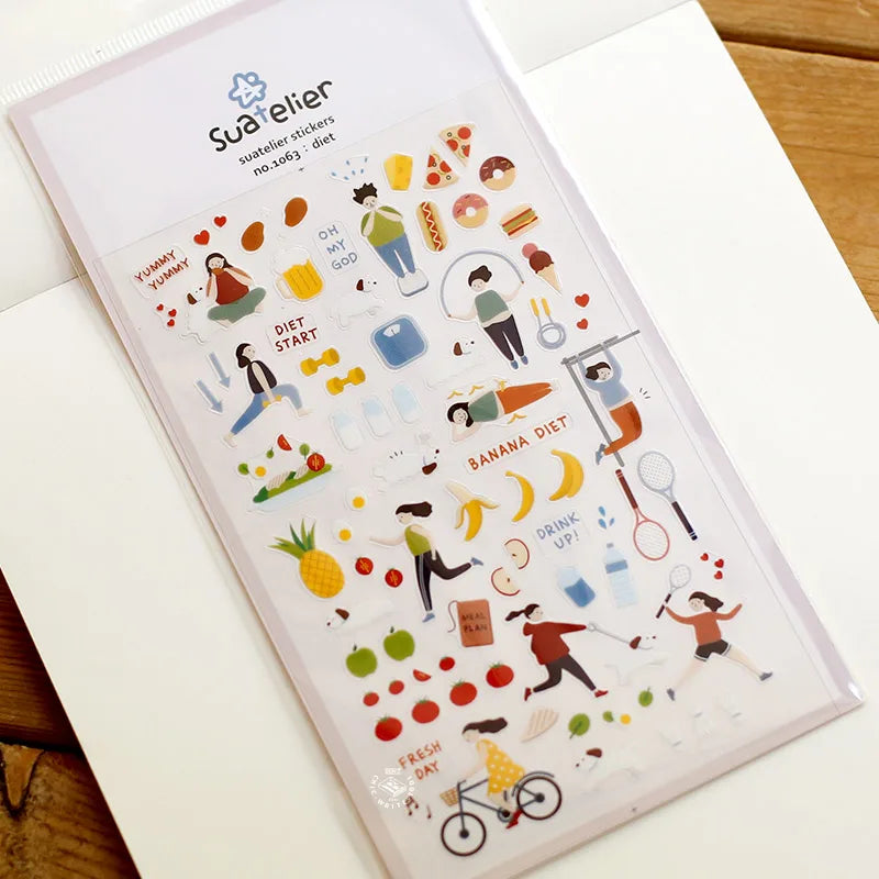 Korean Import Suatelier Daily Exercise DIY Scrapbooking Diary Stationery Stickers School Supplies Gift