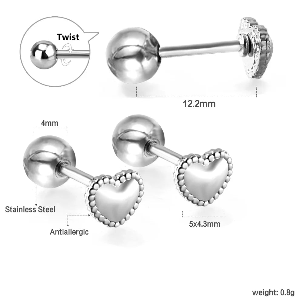 LUXUSTEEL Mini Cute Stainless Steel Stud Earrings Women Girls Heart Butterfly Rabbit Hel detail view